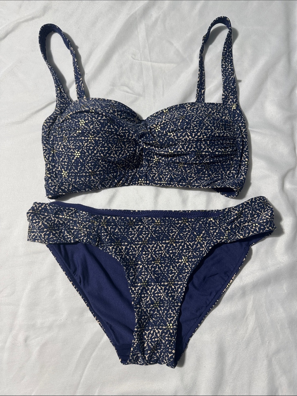 Bond-Eye Australia Navy & Gold Floral Multi-Fit Bikini Set | US 6